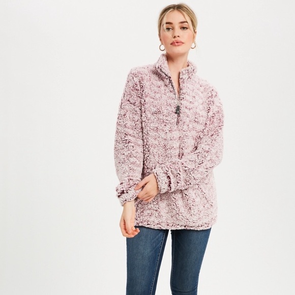 ❗️LAST❗️Sherpa Quarter Zip Pullover in Plum - Picture 5 of 7